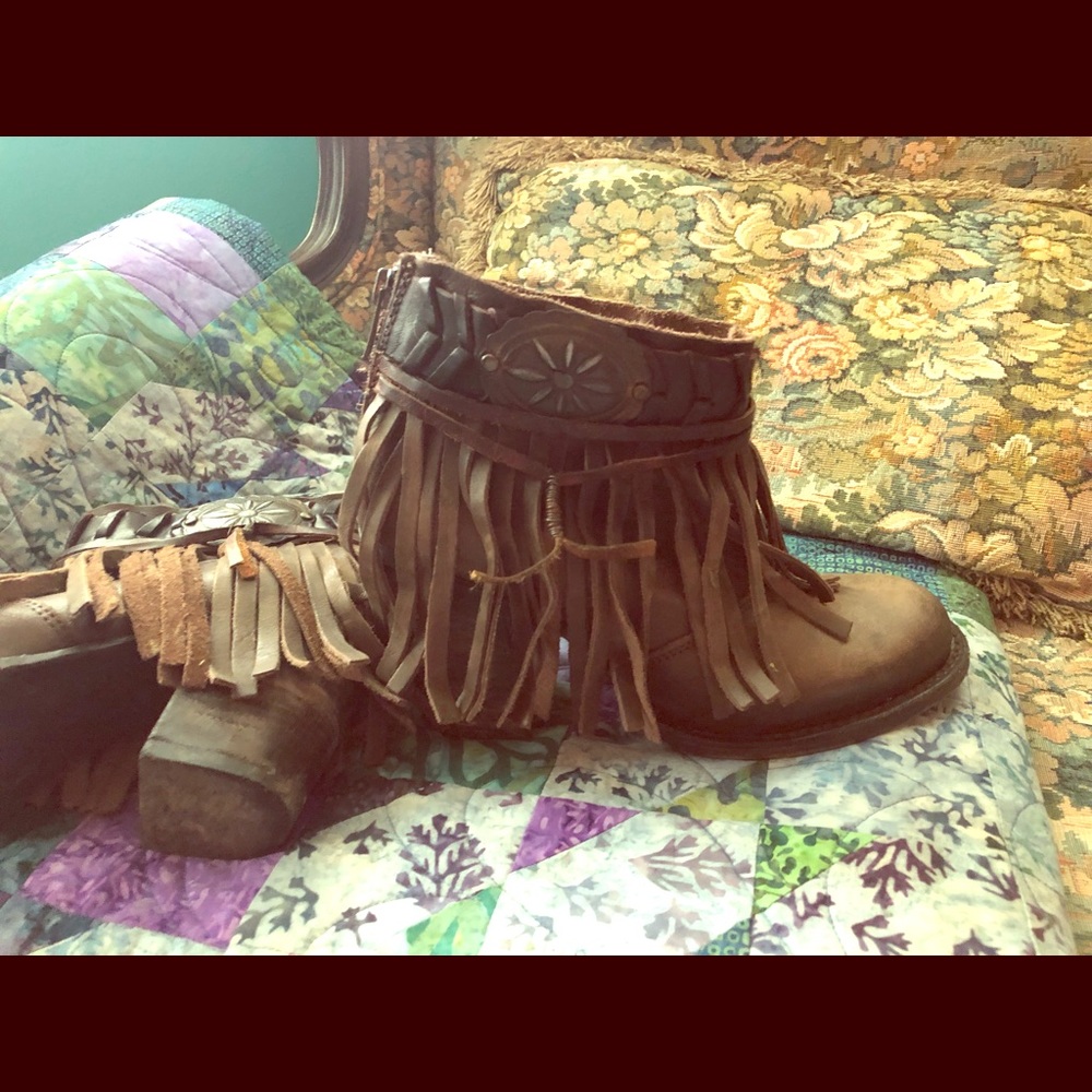 Freebird bootlets- leather and fringe
